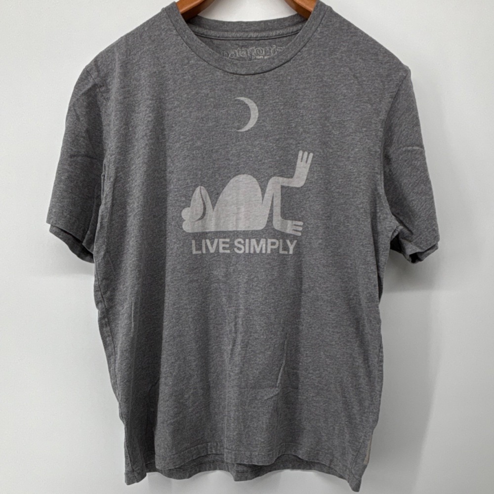 Patagonia Frog Live Simply Organic Cotton Graphic Print T-Shirt Gray Grey Men M
